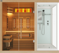 Двухместная комбинированная сауна Luxury из кедра с Душевой кабиной